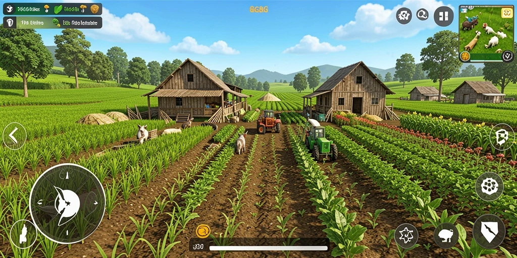 Tampilan gameplay <strong>8G8G</strong> yang menarik saat bertani di ladang.