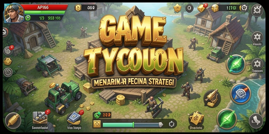 Tampilan gameplay yang memperlihatkan manajemen bisnis di API66.