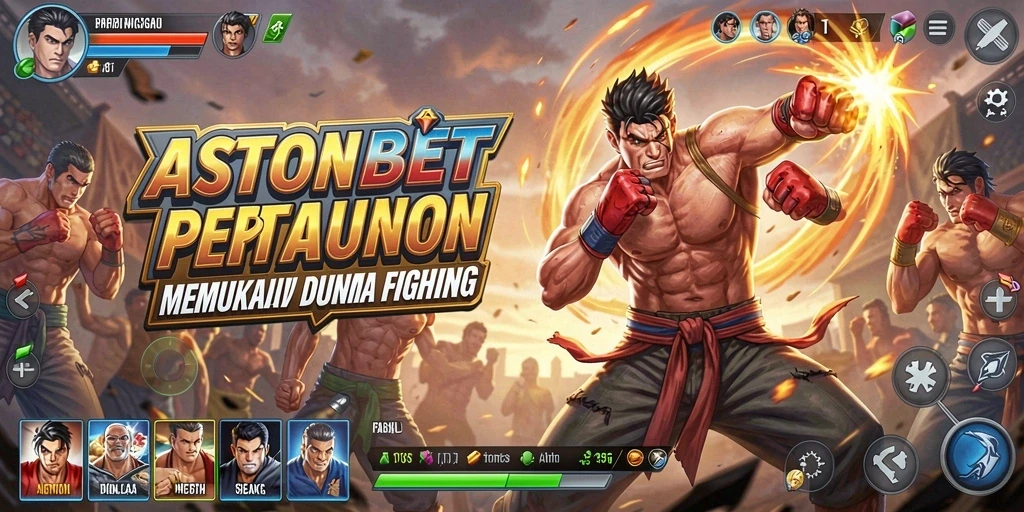 Tampilan gameplay ASTONBET yang mendebarkan dalam arena pertarungan.