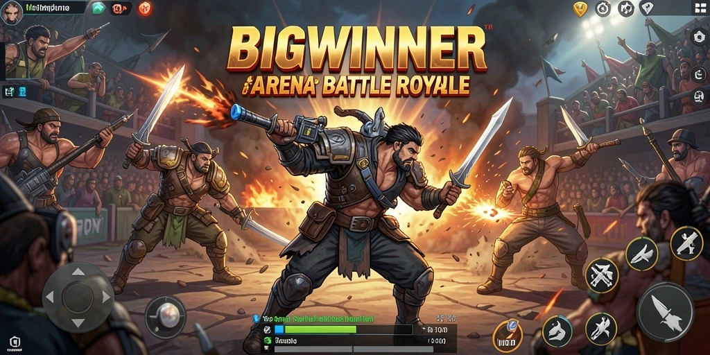 Tampilan utama dari gameplay <strong>BIGWINNER</strong> menunjukkan aksi menegangkan di arena Battle Royale.