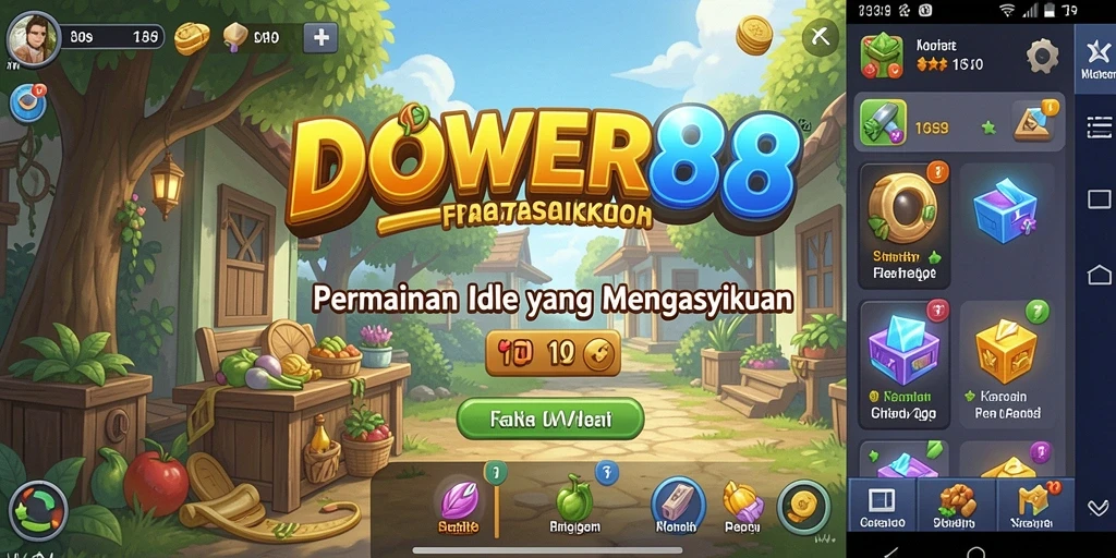 Screenshot DOWER88 menunjukkan gameplay Idle yang menarik dan sederhana.