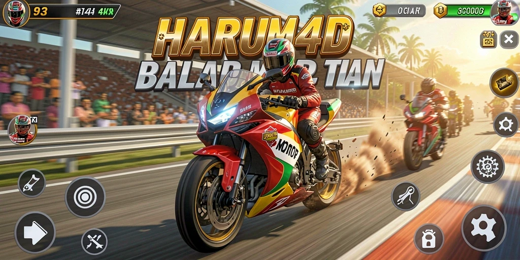 Tampilan gameplay mendebarkan dari balapan motor di HARUM4D.