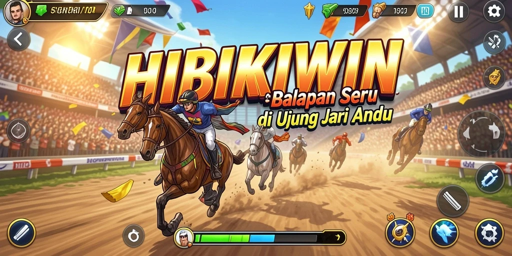 Gameplay HIBIKIWIN dengan balapan mendebarkan dan grafis yang memukau.