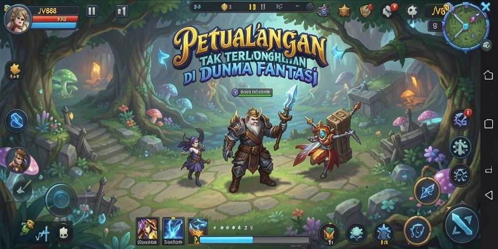Tampilan gameplay JV88 menunjukkan aksi seru di dunia petualangan.