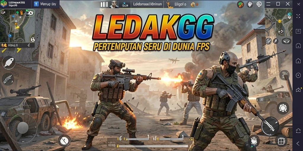Tangkapan layar gameplay LEDAKGG yang menampilkan pertempuran seru di FPS.