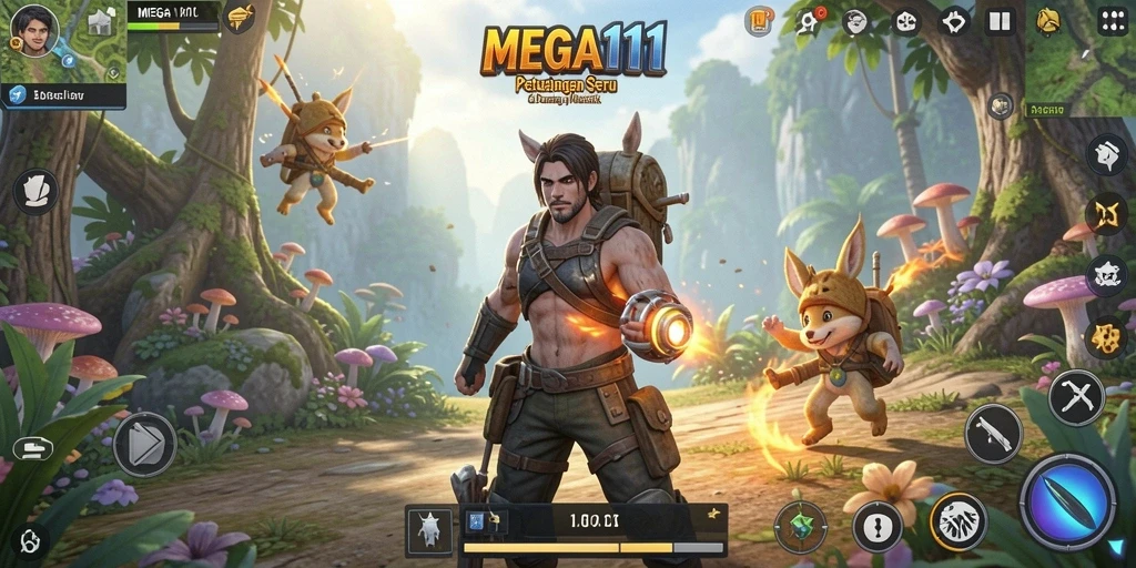 Screenshot gameplay MEGA111 yang penuh aksi petualangan.