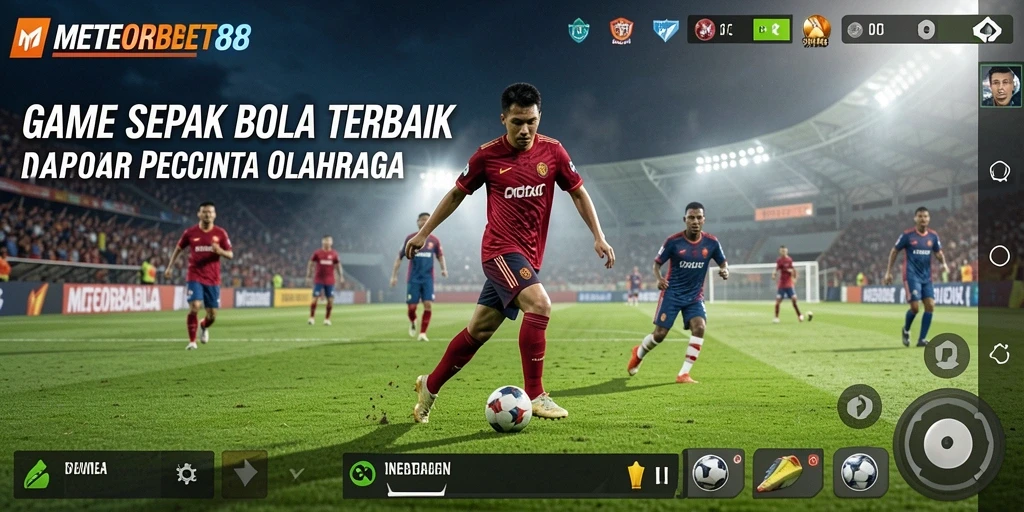 Tampilan permainan seru METEORBET88 dengan aksi sepak bola yang mendebarkan.