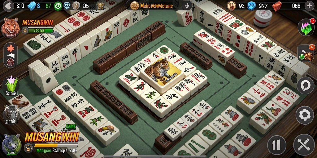 Screenshot game MUSANGWIN menampilkan serunya bermain Mahjong.