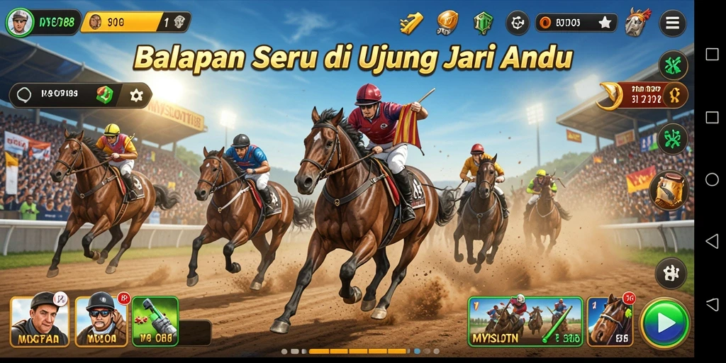 Screenshot gameplay MYSLOT188 menampilkan aksi balapan yang mendebarkan.