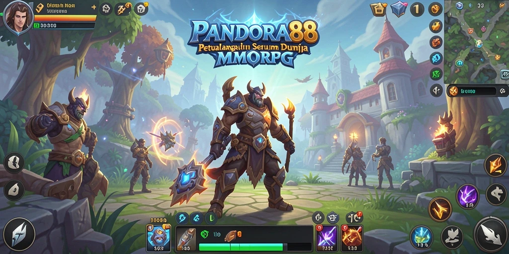 Screenshot gameplay PANDORA88 menampilkan pertempuran seru di dunia MMORPG.