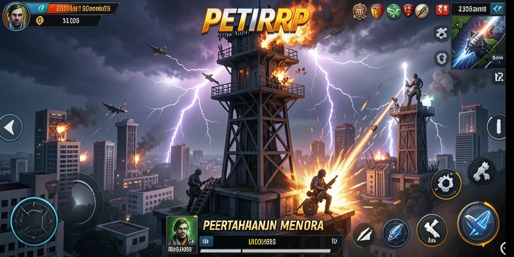 Gameplay menegangkan di PETIRRP yang menonjolkan strategi Tower Defense.