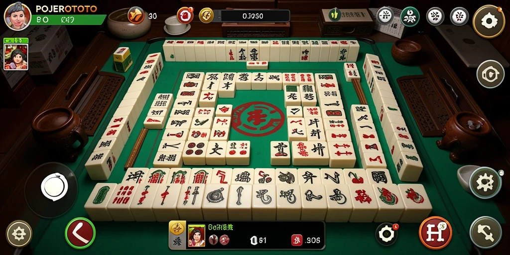 Tangkapan layar gameplay POJEROTOTO menampilkan suasana Mahjong yang seru dan menantang.