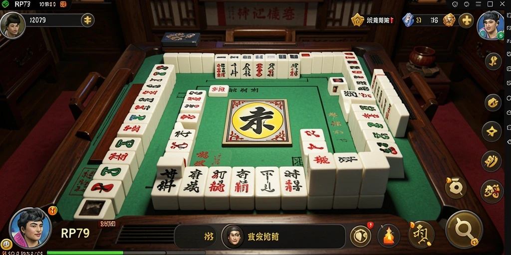 Screenshot utama RP79 menunjukkan gameplay Mahjong yang seru dan menantang.