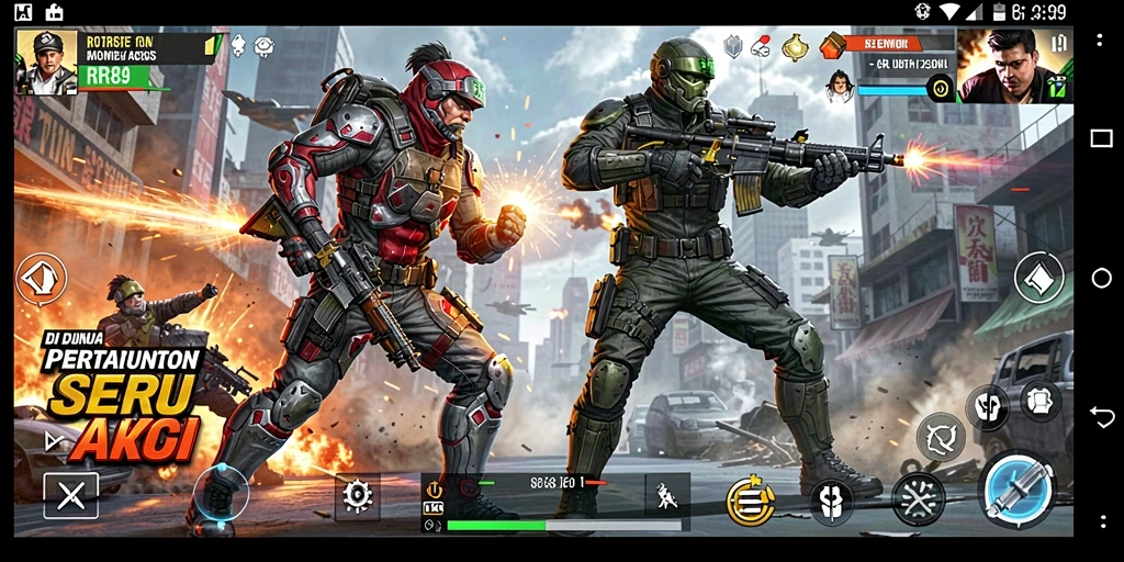 Gameplay menegangkan dengan karakter aksi yang dinamis.
