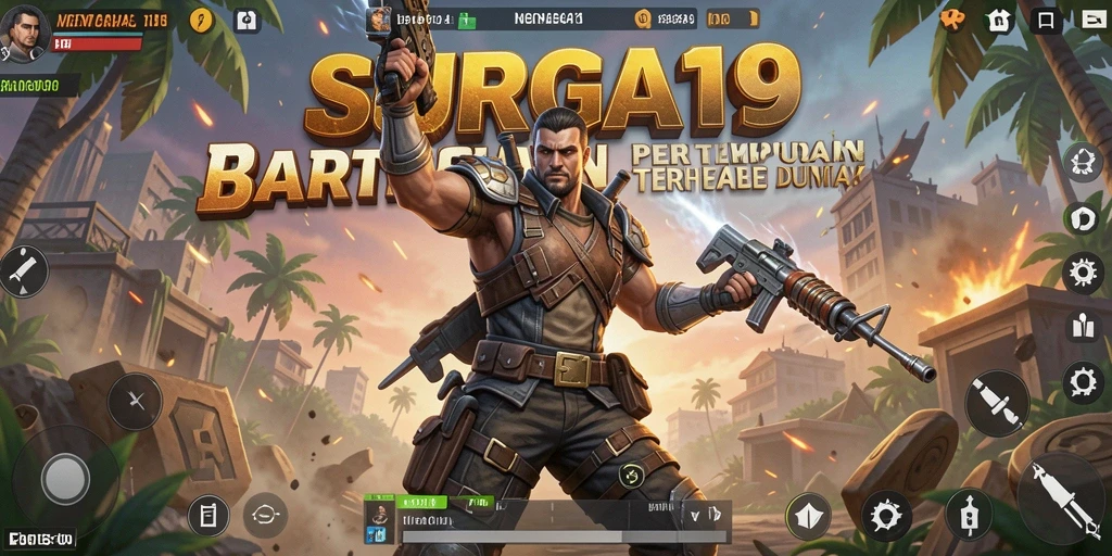 Screenshot SURGA19 menampilkan aksi Battle Royale yang mendebarkan.