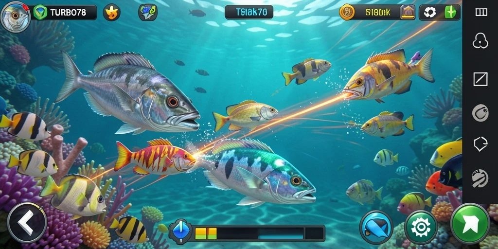 Tampilan gameplay menantang dalam Tembak Ikan TURBO78.