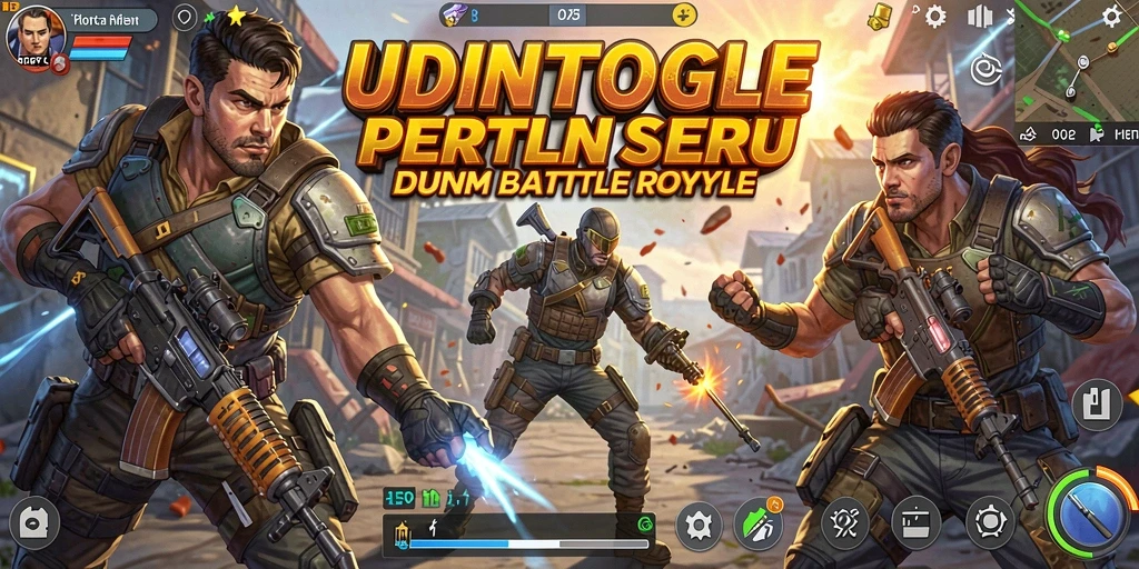 Screenshot gameplay UDINTOGEL yang menampilkan pertempuran seru dalam Battle Royale.