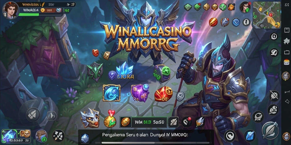 Gameplay memukau dalam WINALLCASINO yang menggambarkan aksi MMORPG.